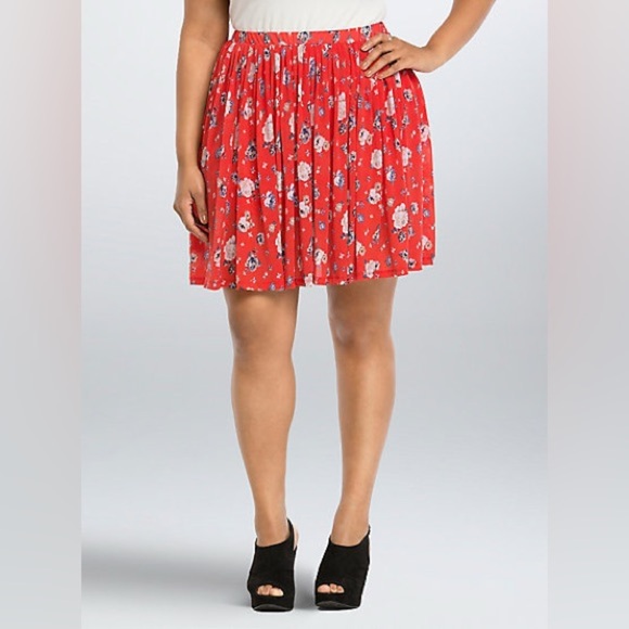 Torrid Orange Floral Mesh Skater Skirt - Size 4 (26) - Picture 1 of 5